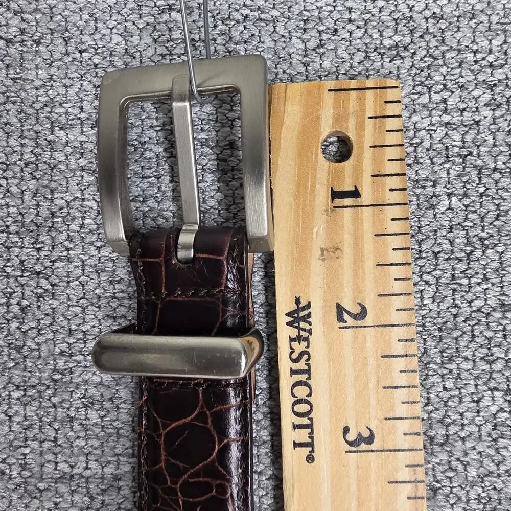 TALBOTS GENUINE LEATHER BELT S BROWN ITALY – CROCO TEXTURE – MADE IN ITALY